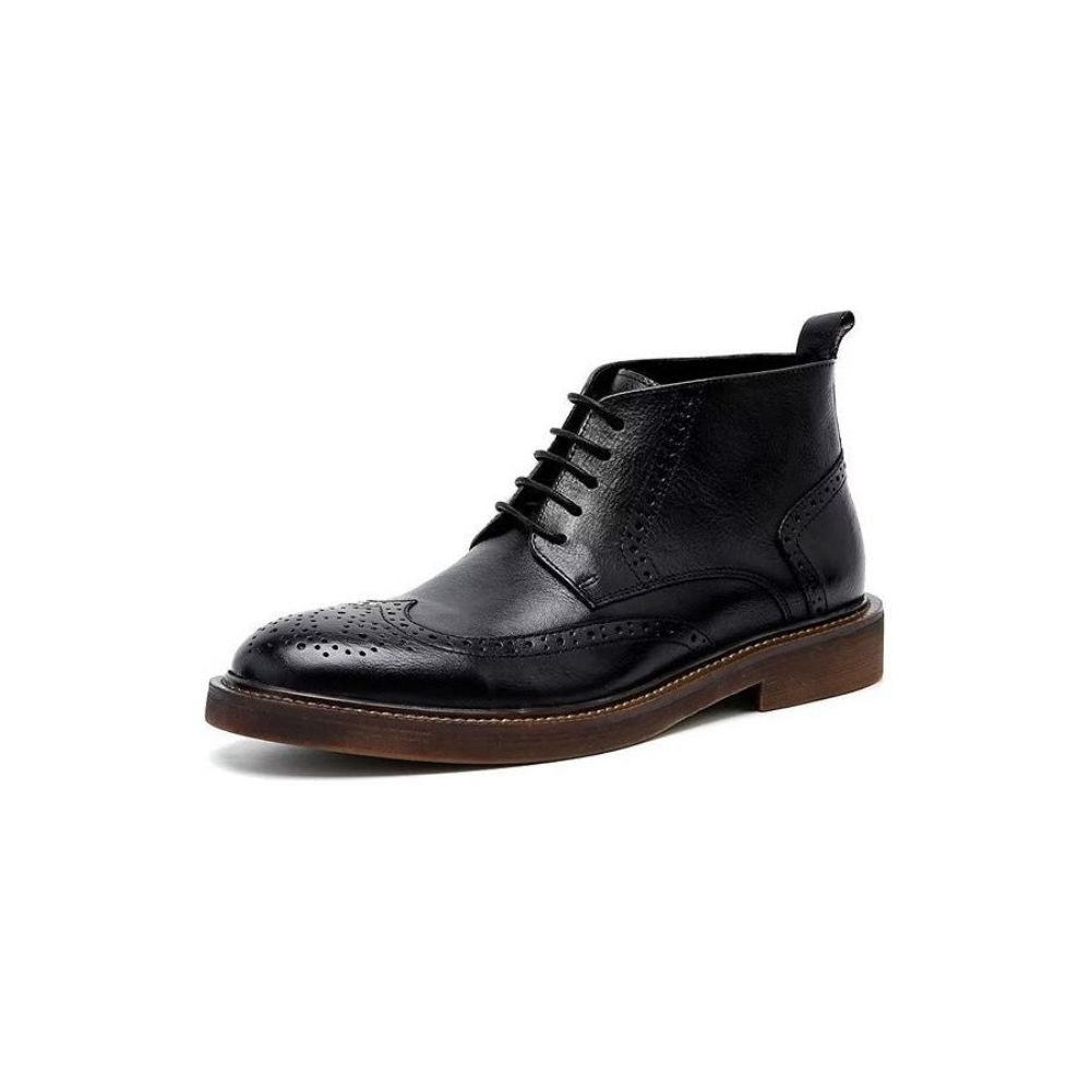 Bottes Pour Hommes Bottines À Lacets Cuir Chic