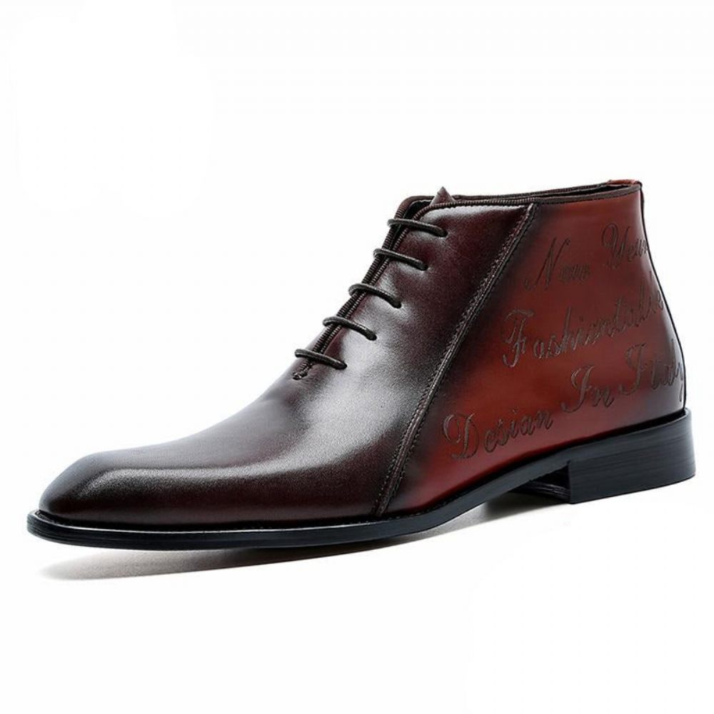 Bottes Pour Hommes Bottines À Lacets Cuir Exotique Luxe - Rouge