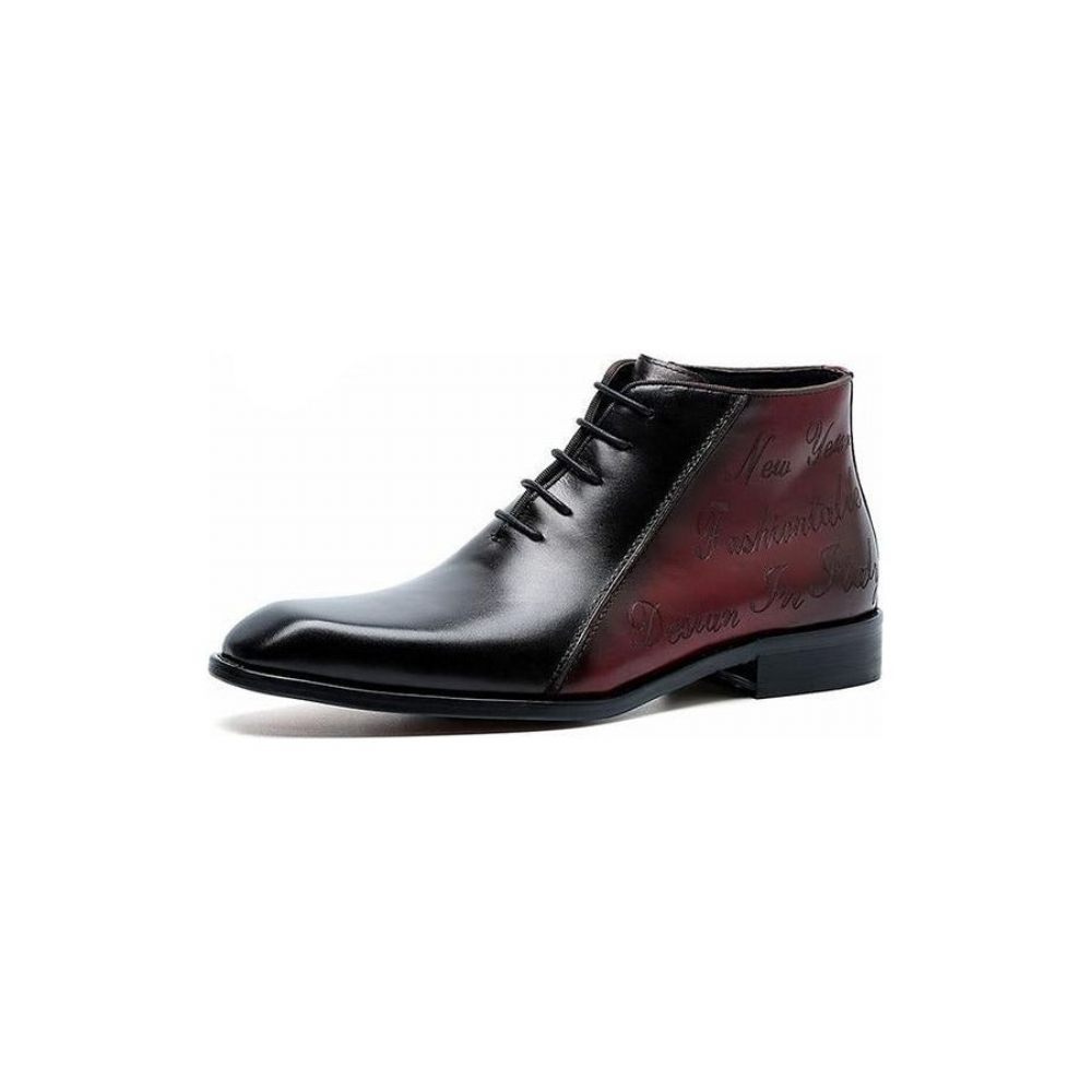 Bottes Pour Hommes Bottines À Lacets Cuir Exotique Luxe - Rouge