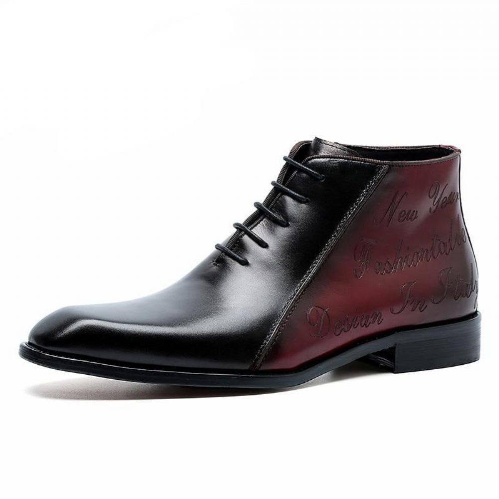 Bottes Pour Hommes Bottines À Lacets Cuir Exotique Luxe - Rouge