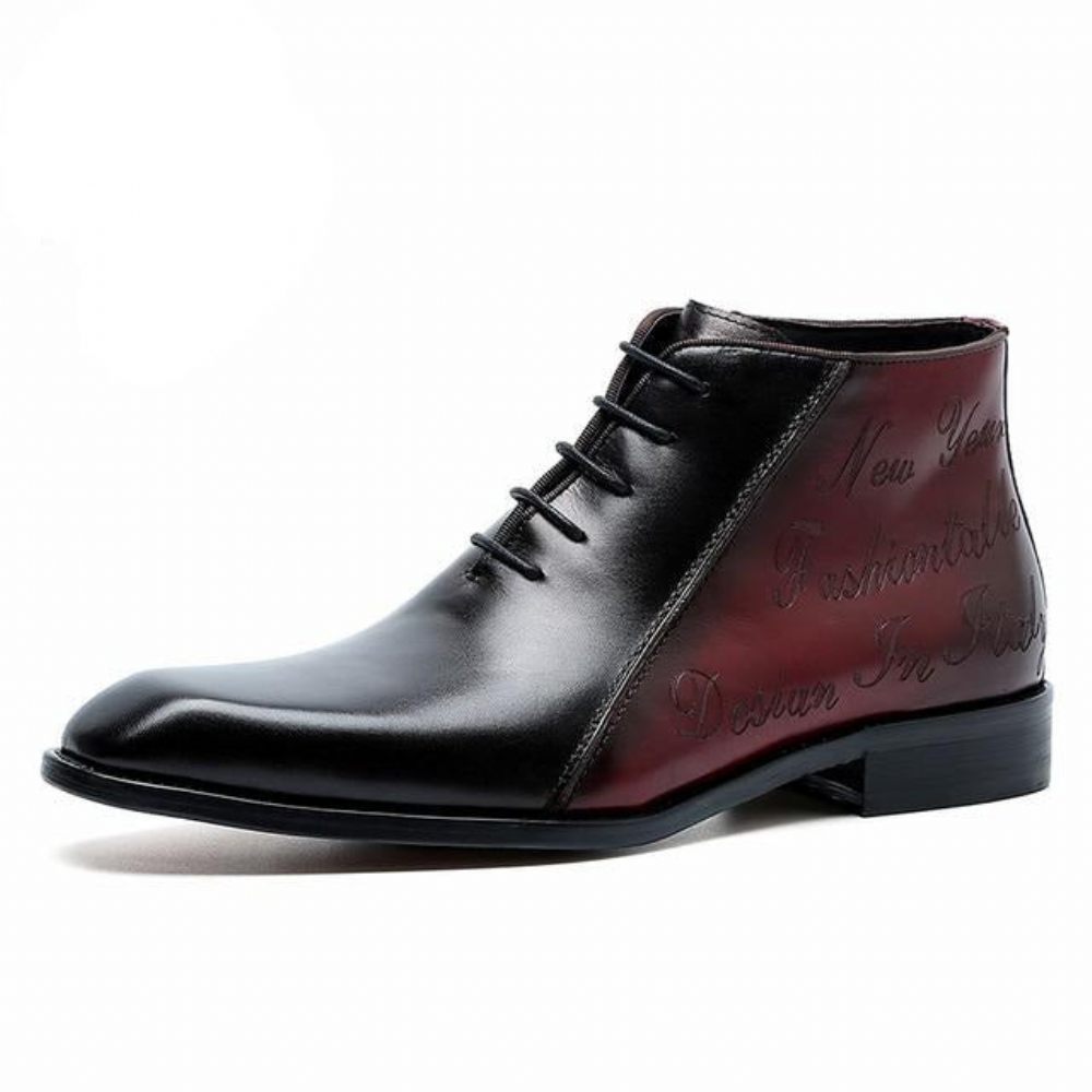 Bottes Pour Hommes Bottines À Lacets Cuir Exotique Luxe - Rouge