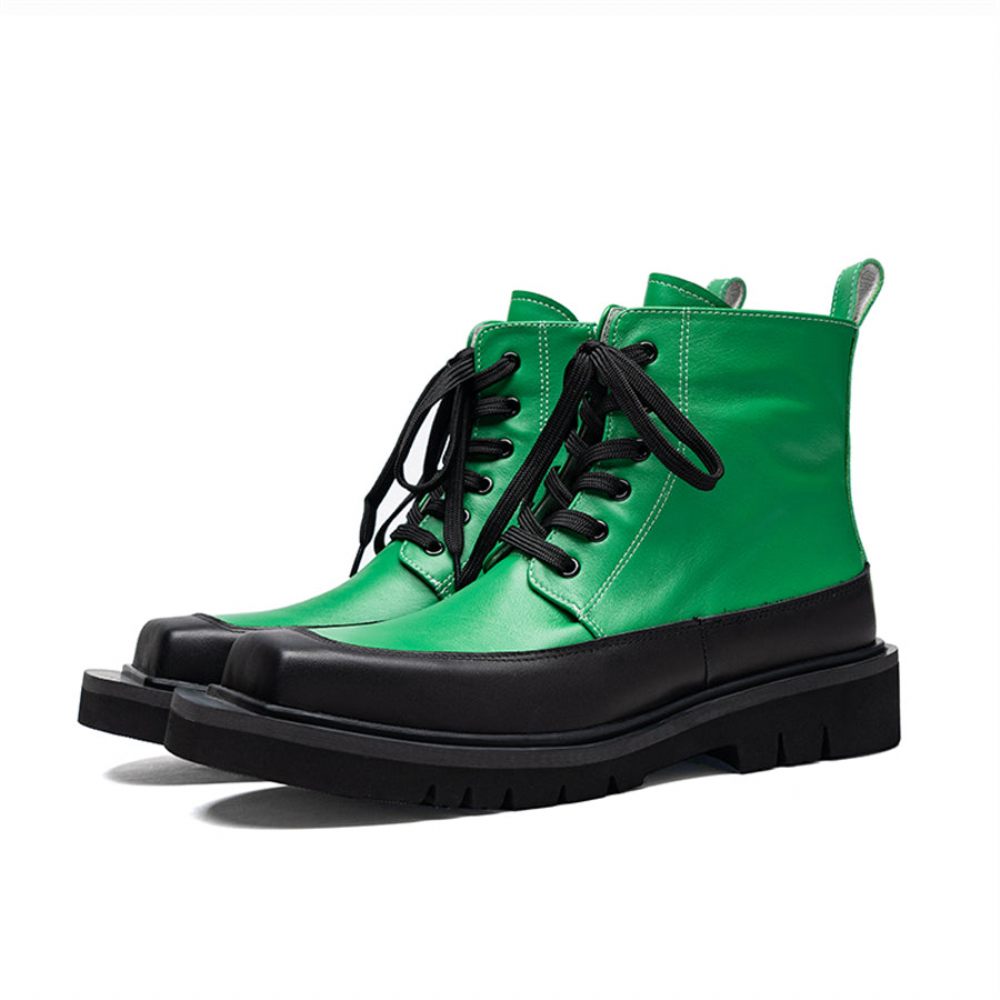 Bottes Pour Hommes Bottines À Lacets Exotiques - Vert