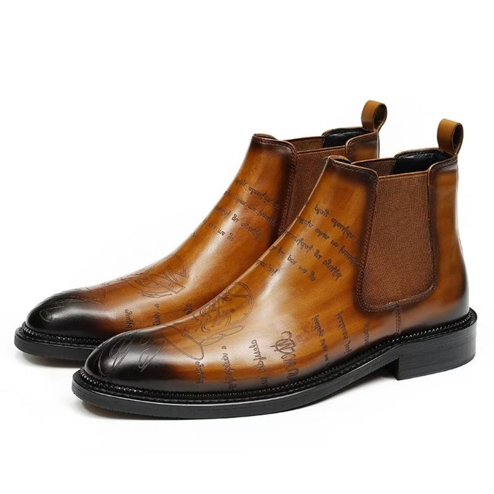 Bottes Pour Hommes Bottines Lisses - Marron