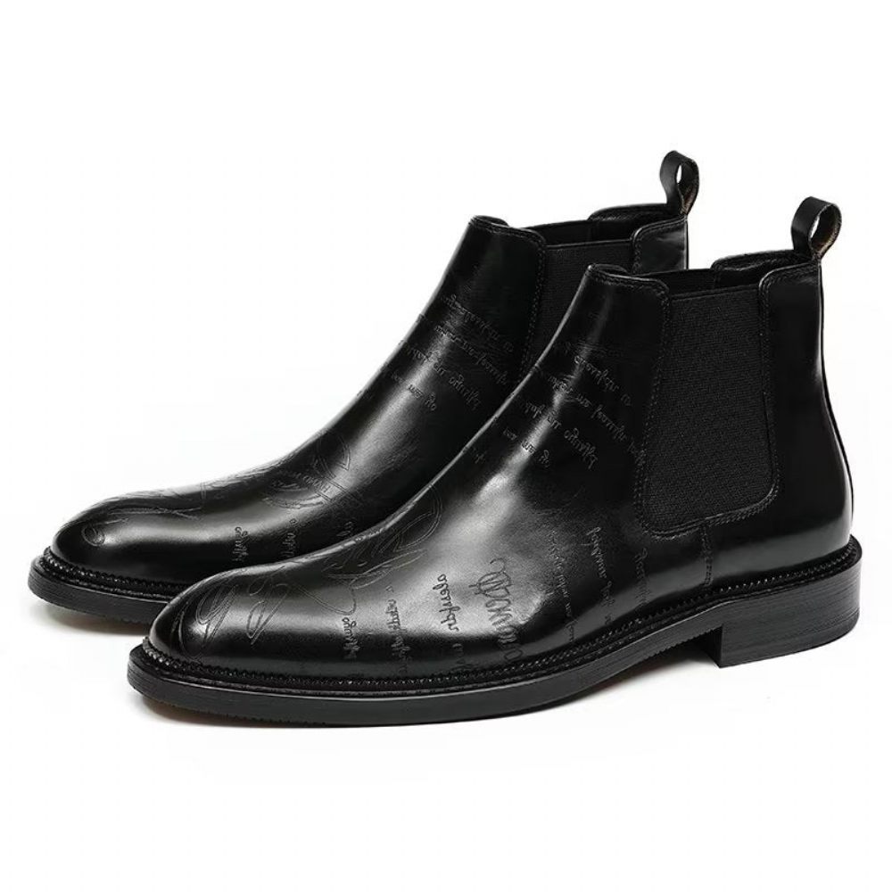 Bottes Pour Hommes Bottines Lisses - Noir