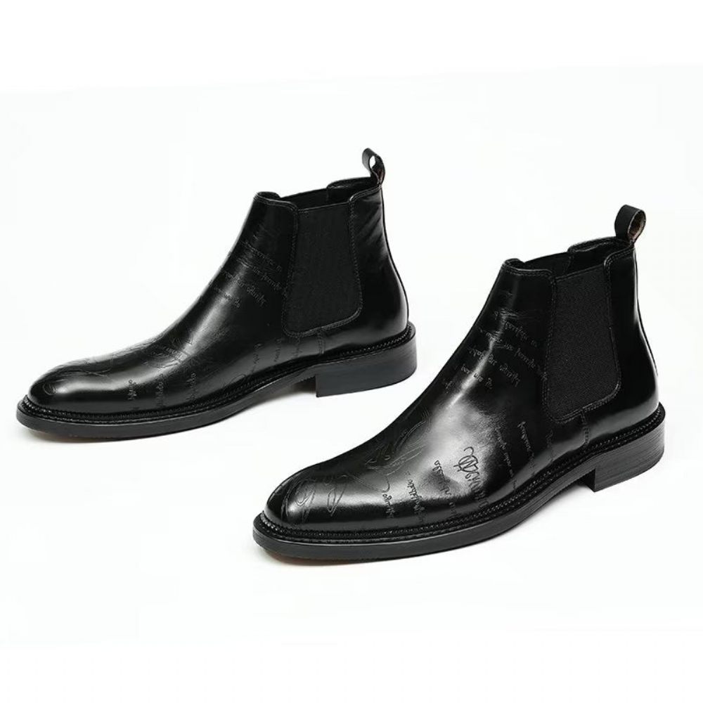 Bottes Pour Hommes Bottines Lisses - Noir