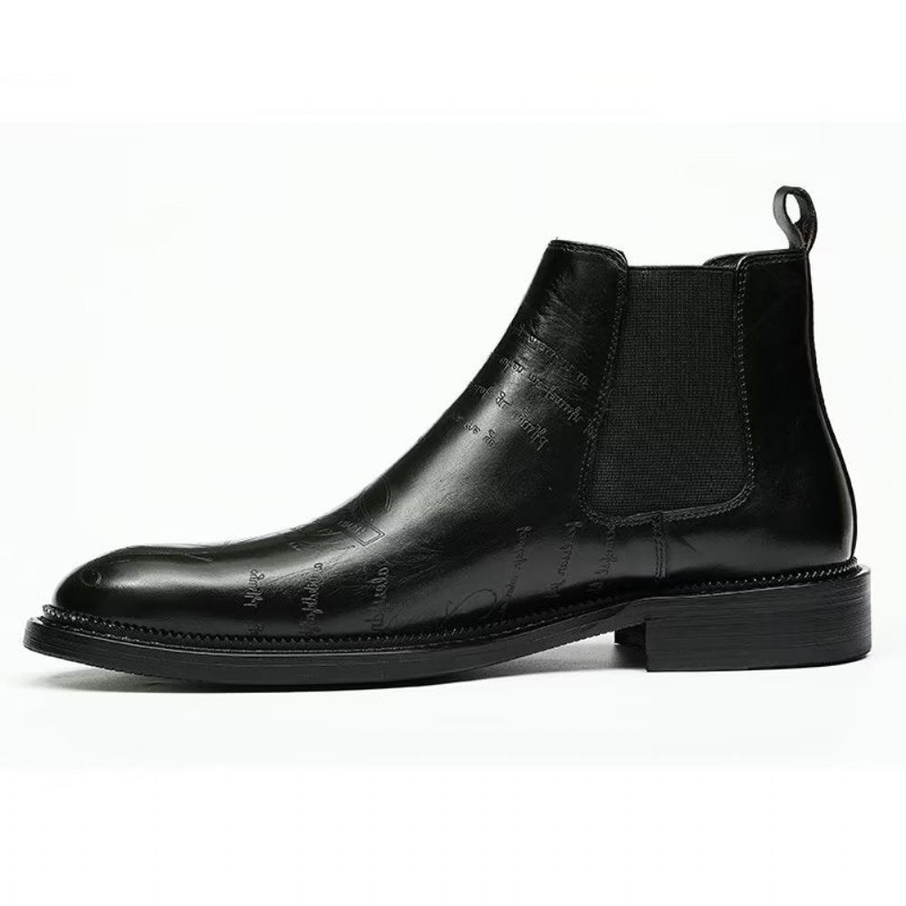 Bottes Pour Hommes Bottines Lisses - Noir