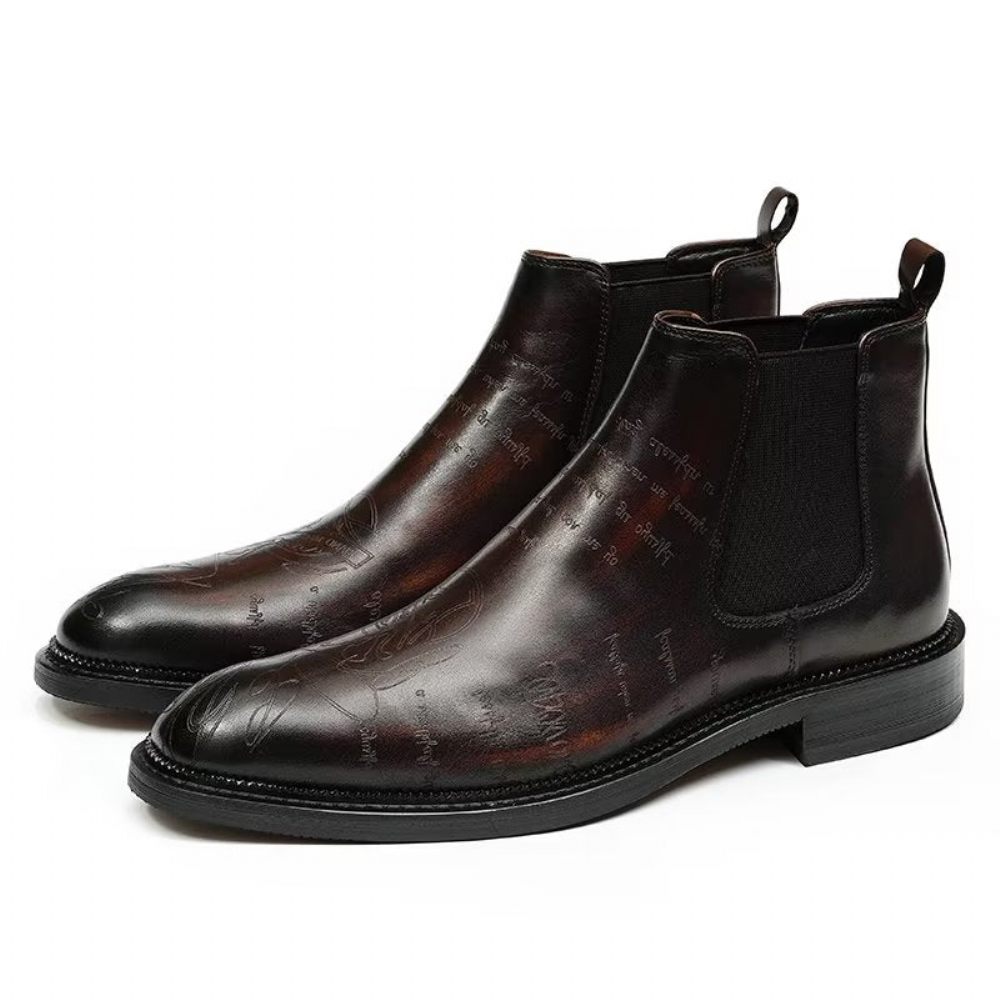 Bottes Pour Hommes Bottines Lisses - Café