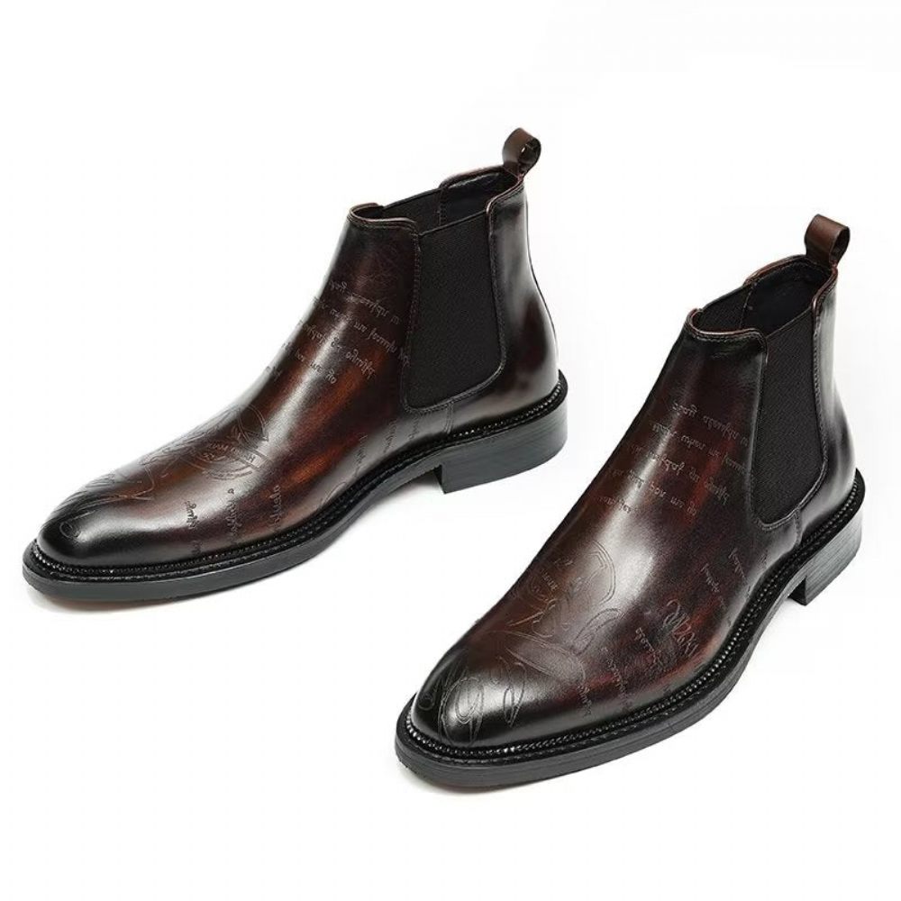 Bottes Pour Hommes Bottines Lisses - Café