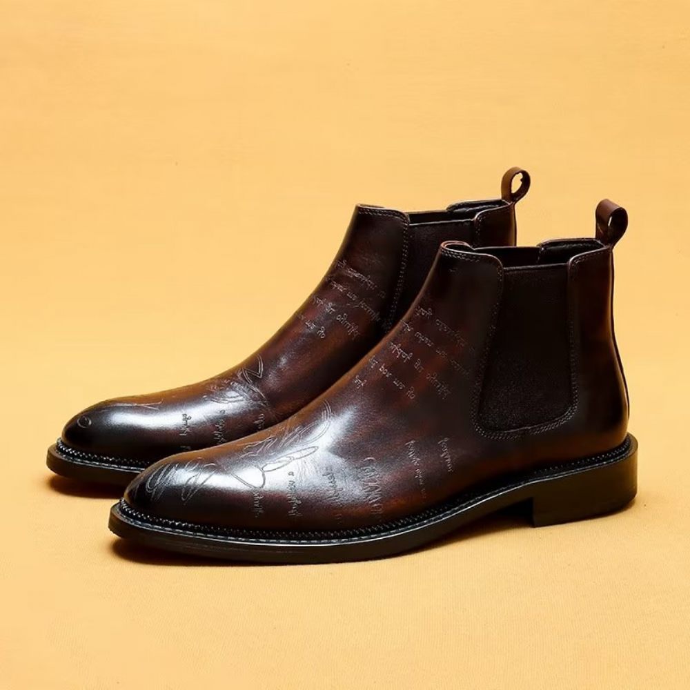 Bottes Pour Hommes Bottines Lisses - Café