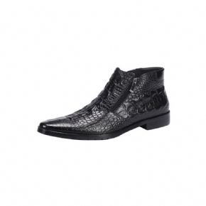 Bottes Pour Hommes Bottines Luxe À Bout Pointu Avec Fermeture Éclair Croctex