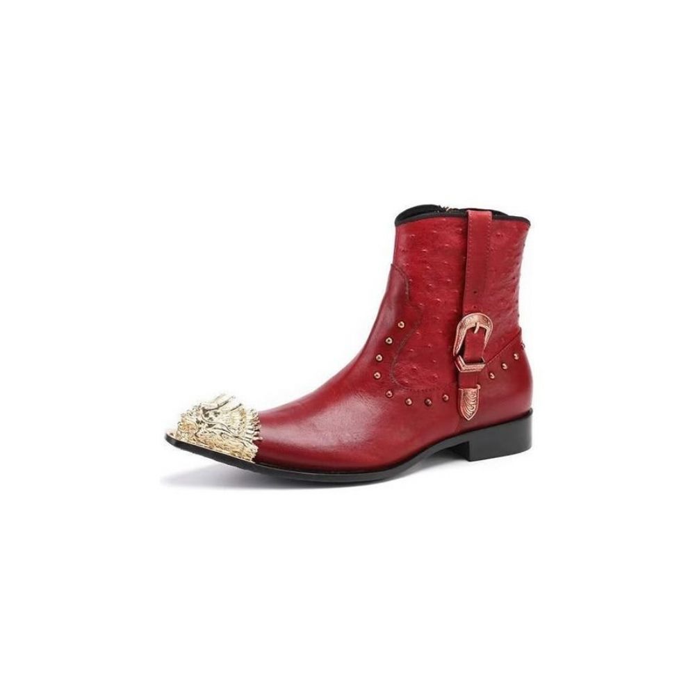 Bottes Pour Hommes Bottines Luxe Cuir Exotique - Rouge