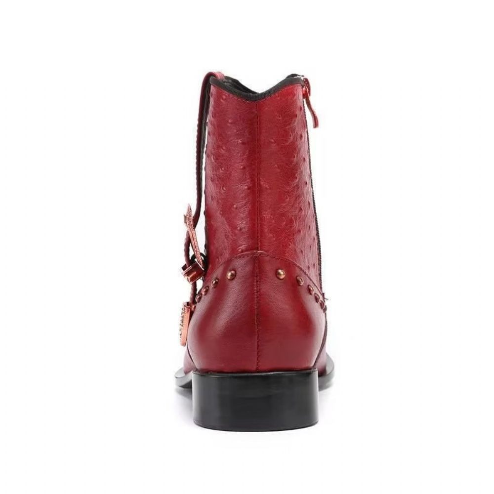 Bottes Pour Hommes Bottines Luxe Cuir Exotique - Rouge