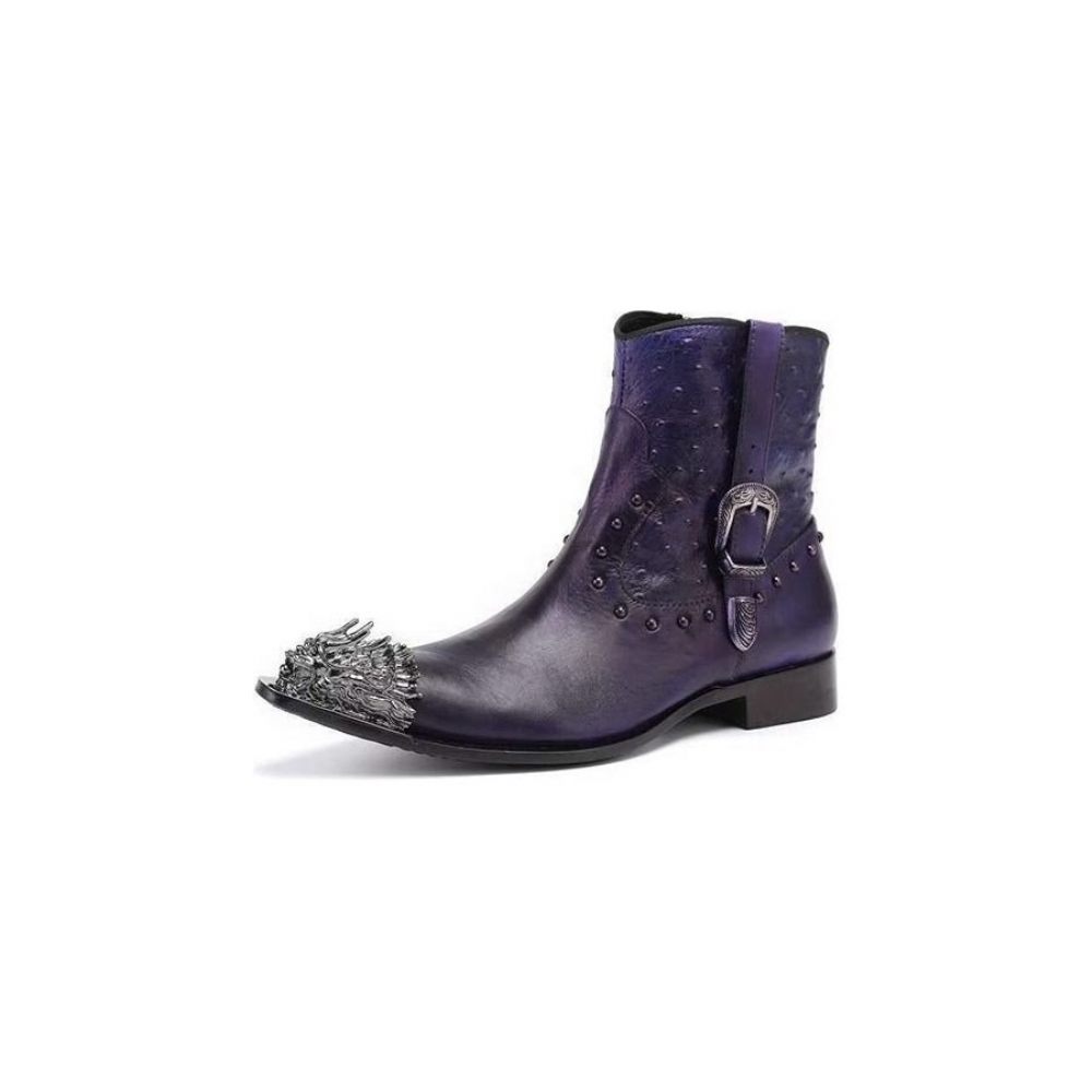 Bottes Pour Hommes Bottines Luxe Cuir Exotique - Violet