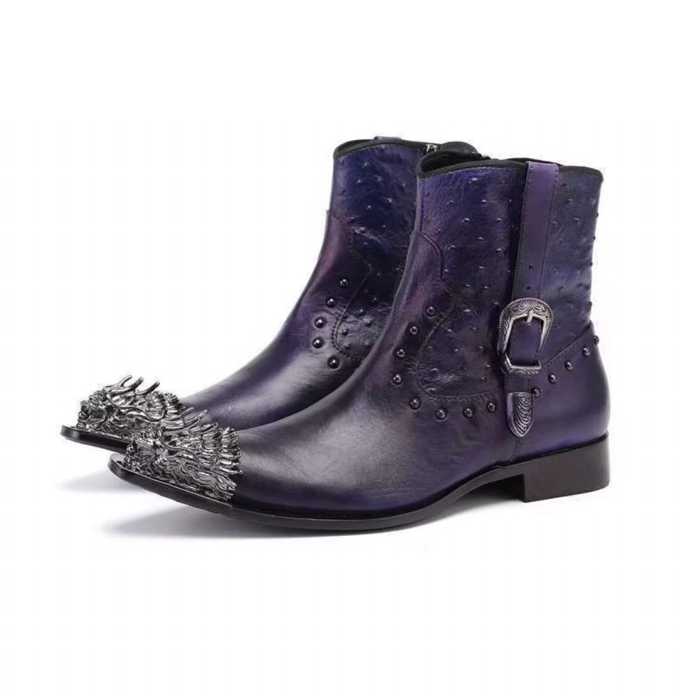 Bottes Pour Hommes Bottines Luxe Cuir Exotique - Violet