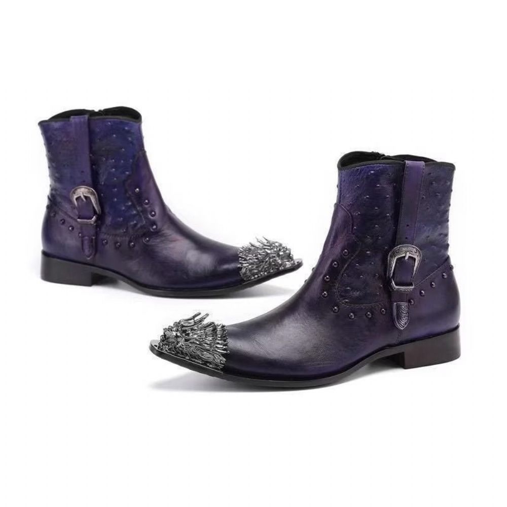 Bottes Pour Hommes Bottines Luxe Cuir Exotique - Violet