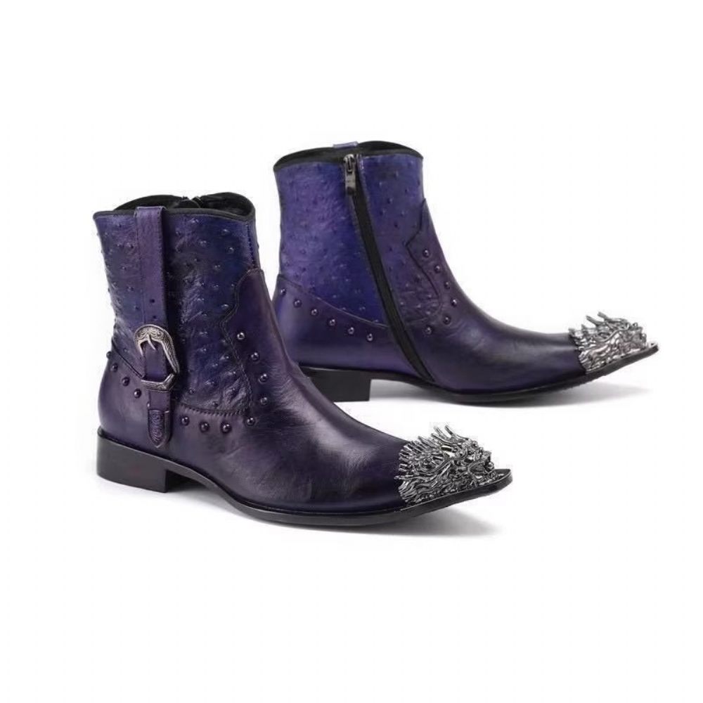 Bottes Pour Hommes Bottines Luxe Cuir Exotique - Violet