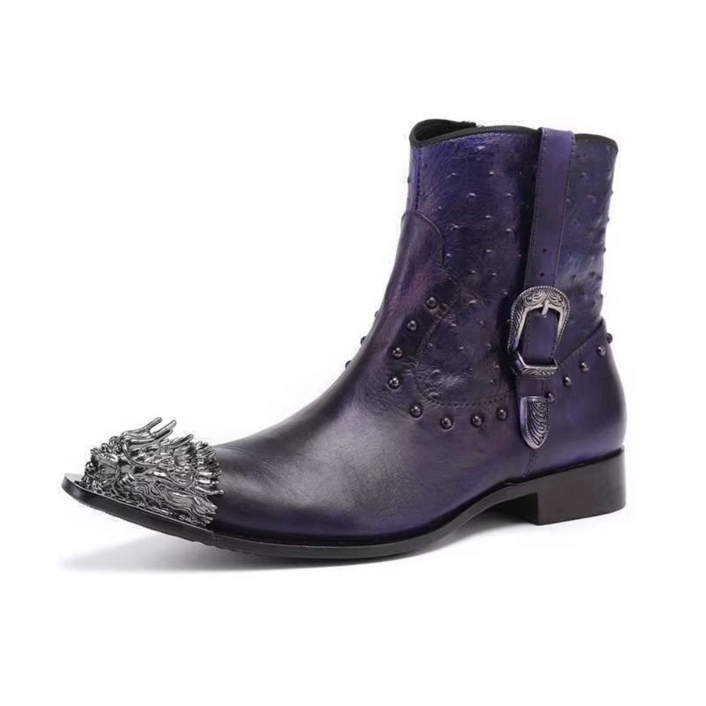 Bottes Pour Hommes Bottines Luxe Cuir Exotique - Violet