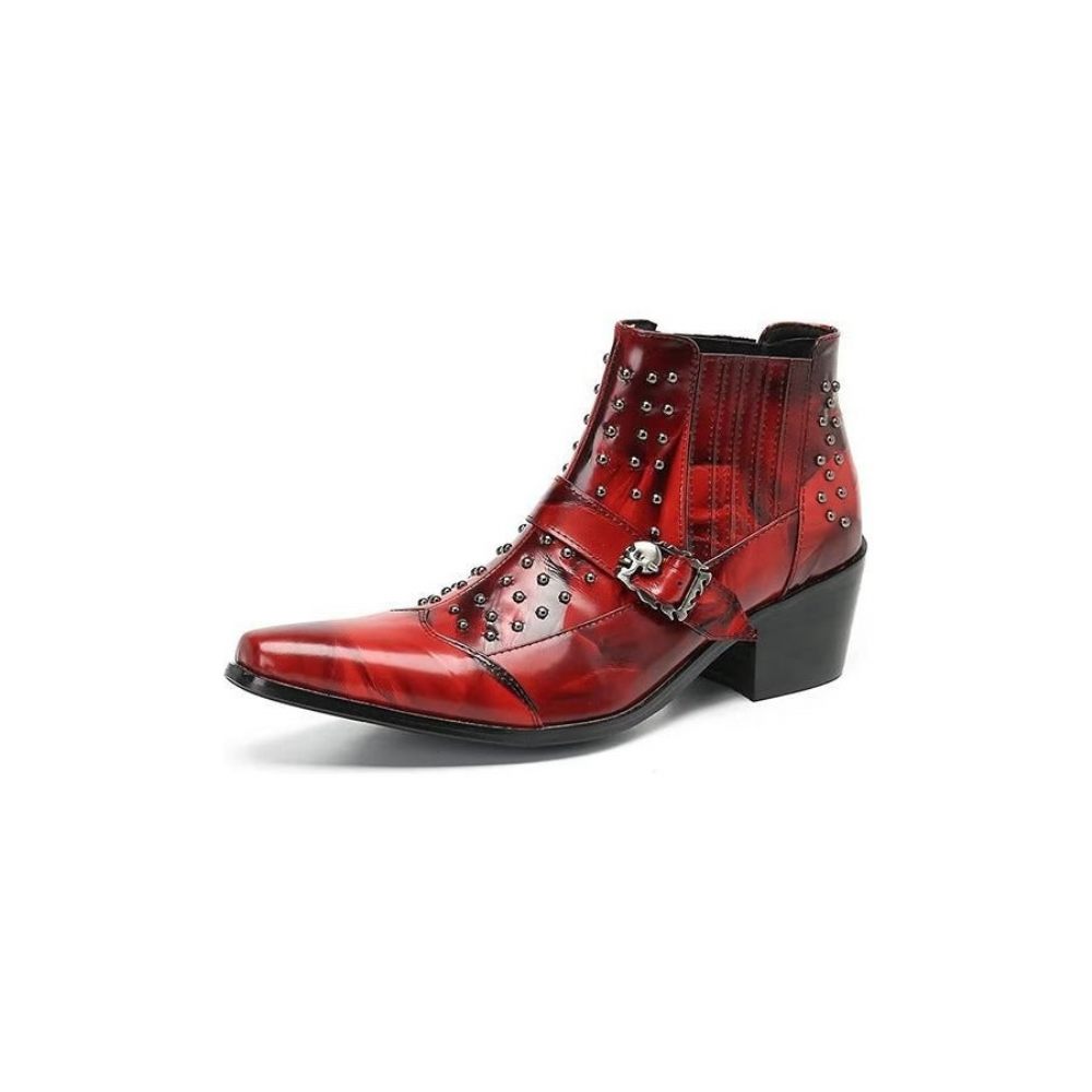 Bottes Pour Hommes Bottines Luxe Cuir Exotique - Rouge