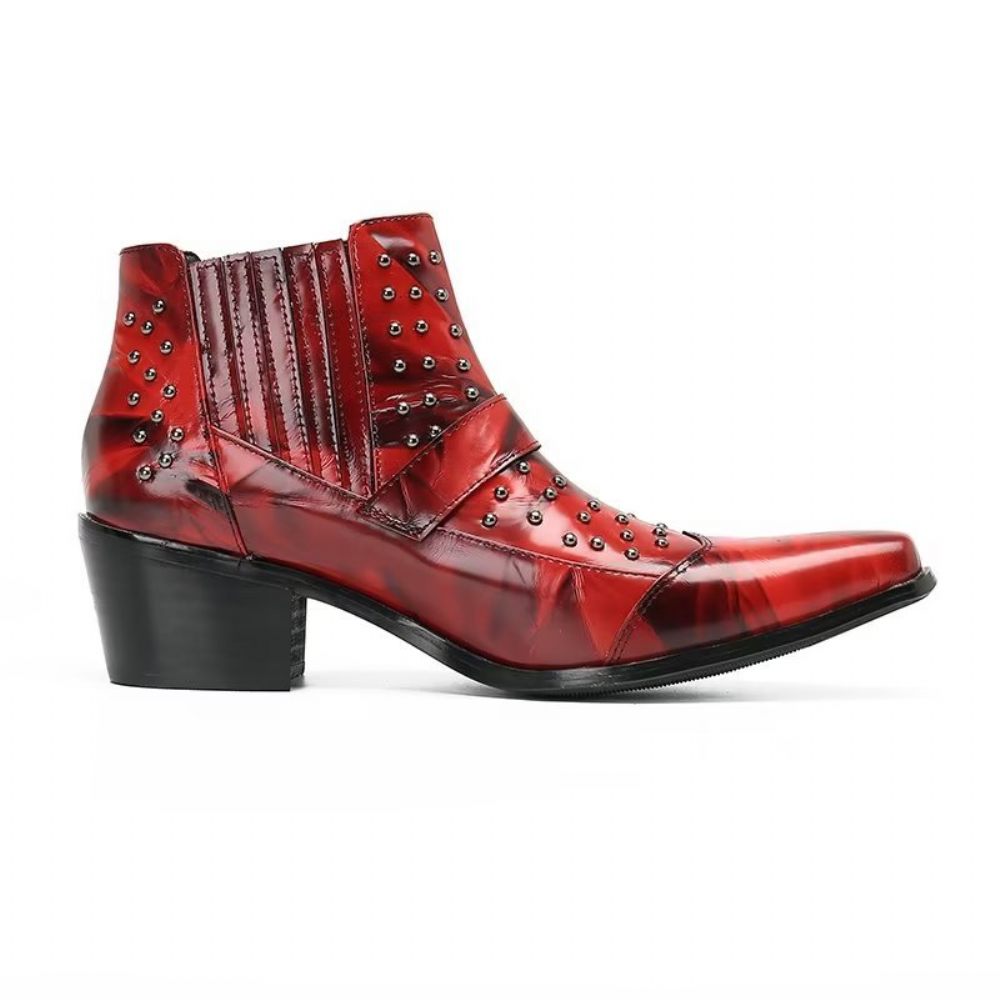 Bottes Pour Hommes Bottines Luxe Cuir Exotique - Rouge