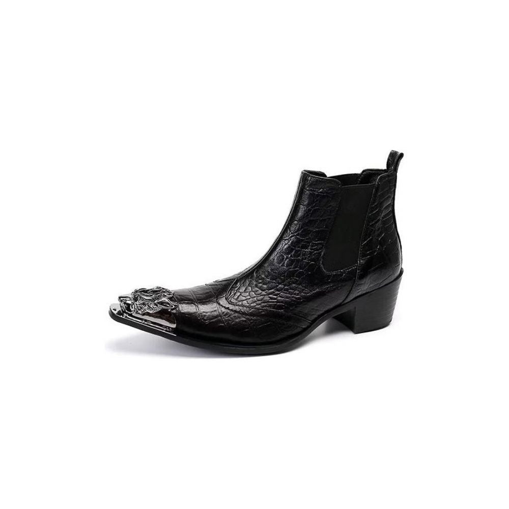 Bottes Pour Hommes Bottines Luxe Cuir À Texture Croco