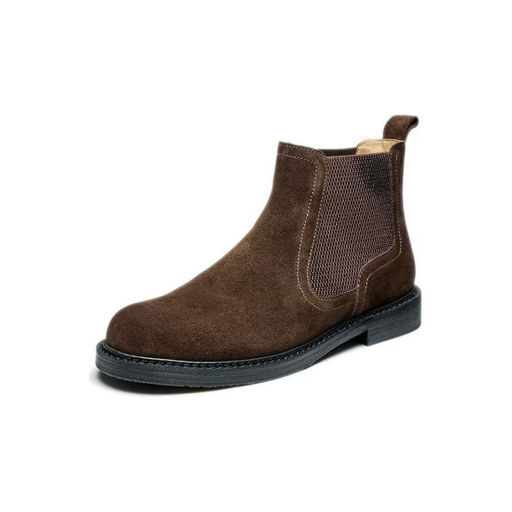 Bottes Pour Hommes Bottines Matelassées Élégantes Cuir Vache À Enfiler