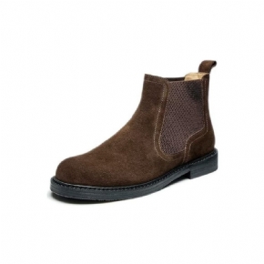 Bottes Pour Hommes Bottines Matelassées Élégantes Cuir Vache À Enfiler