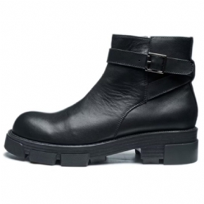 Bottes Pour Hommes Bottines À Plateforme Élégantes Cuir Vache Enfiler