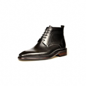 Bottes Pour Hommes Bottines À Plateforme Lacets Cuir Luxe