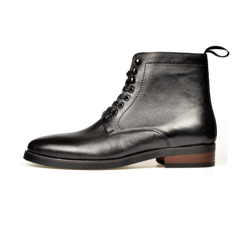 Bottes Pour Hommes Bottines À Plateforme Lacets Exotiques - Noir