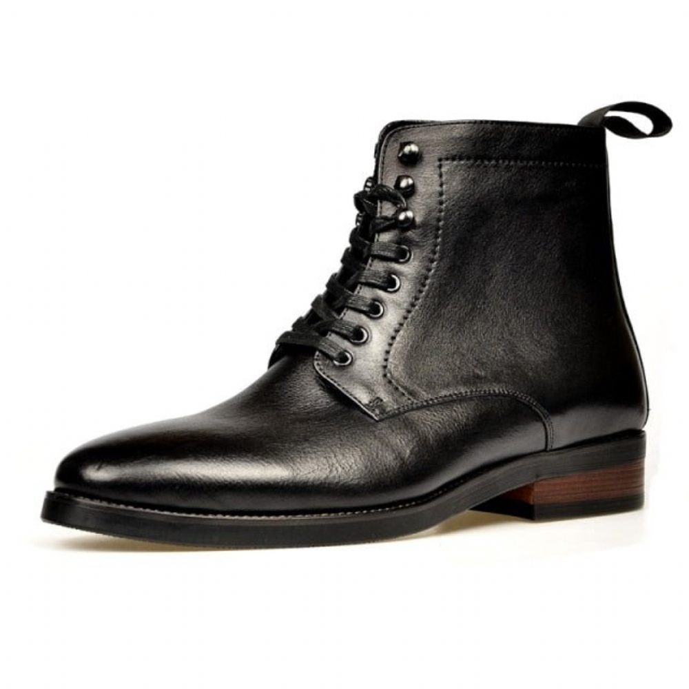 Bottes Pour Hommes Bottines À Plateforme Lacets Exotiques - Noir