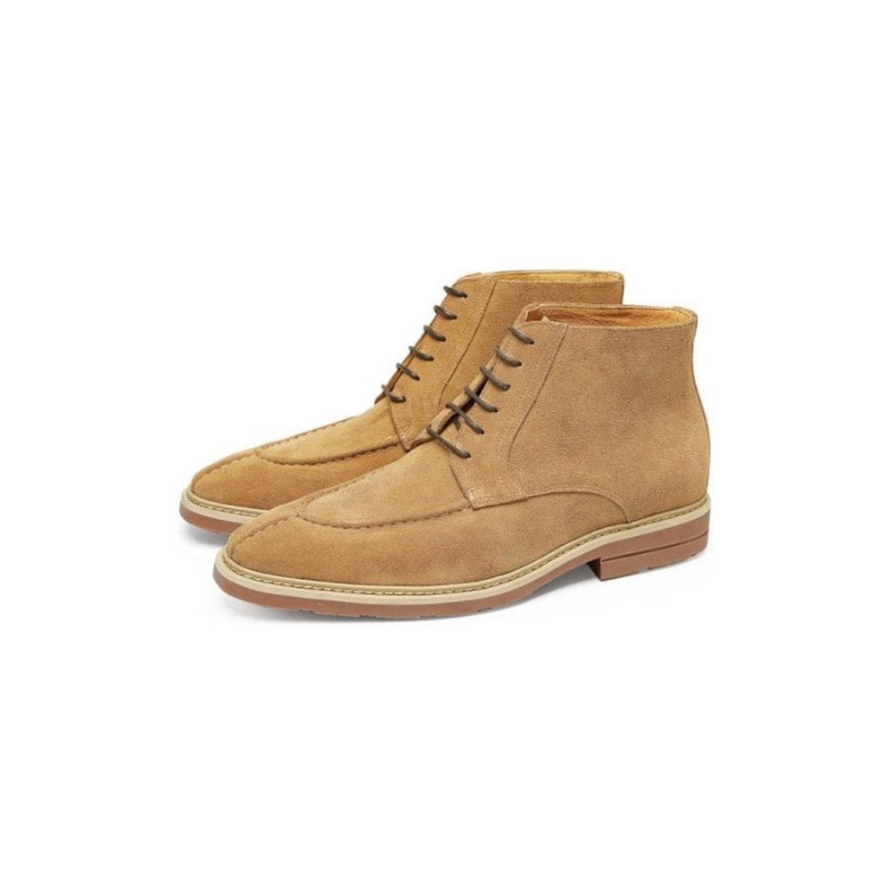 Bottes Pour Hommes Bottines À Plateforme Lacets Exotiques - Beige