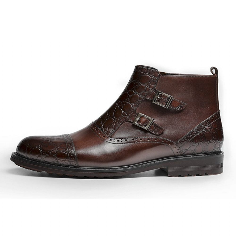 Bottes Pour Hommes Bottines Plates Décontractées Luxe Croctex - Café