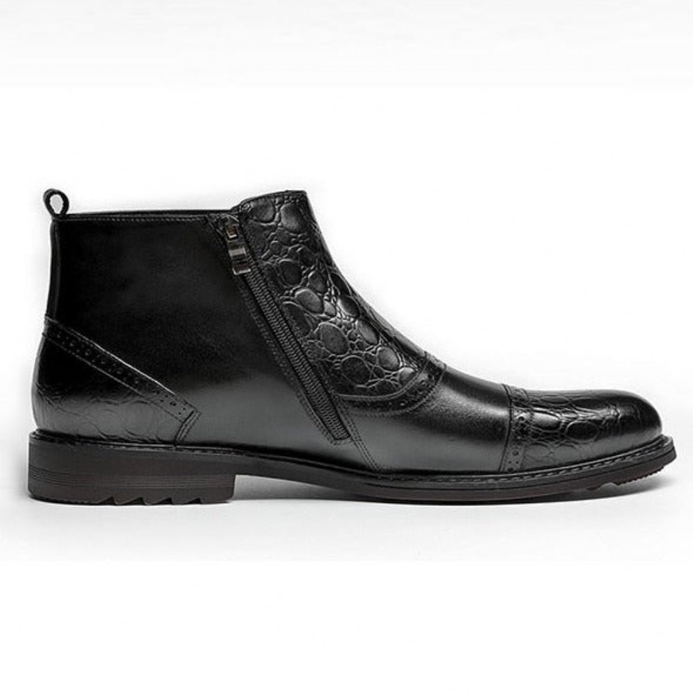 Bottes Pour Hommes Bottines Plates Décontractées Luxe Croctex - Noir