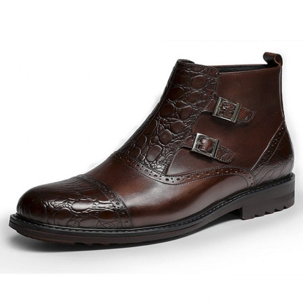 Bottes Pour Hommes Bottines Plates Décontractées Luxe Croctex - Café