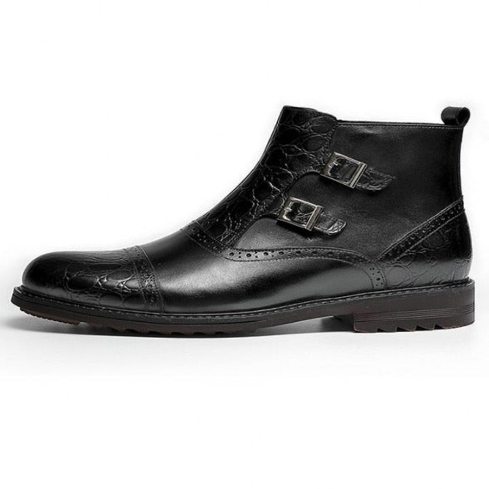 Bottes Pour Hommes Bottines Plates Décontractées Luxe Croctex - Noir