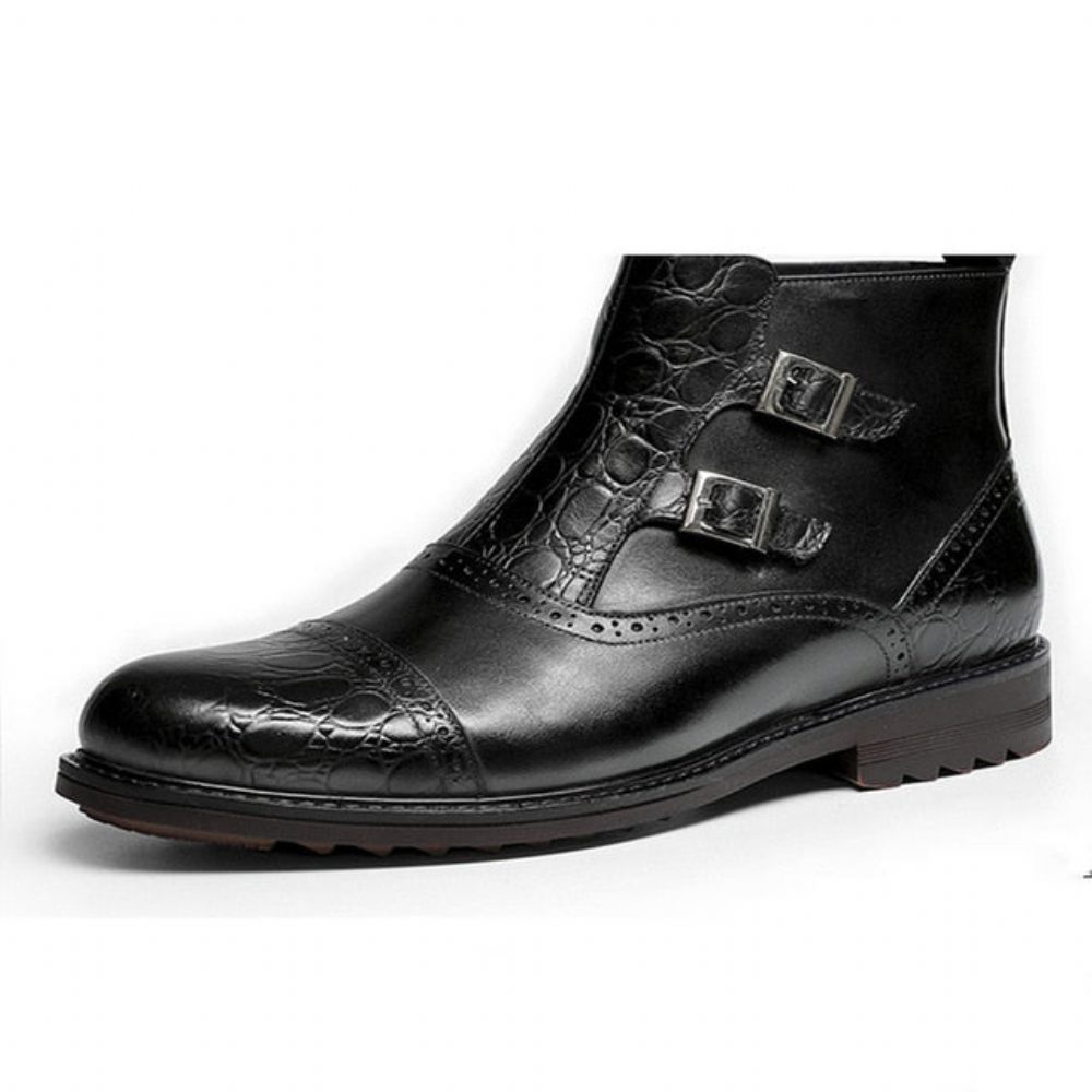 Bottes Pour Hommes Bottines Plates Décontractées Luxe Croctex - Noir