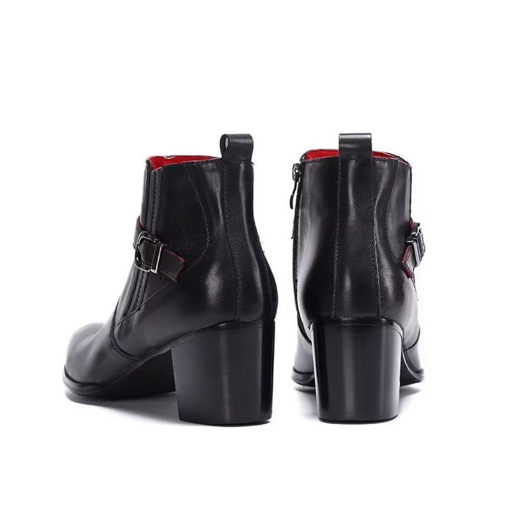 Bottes Pour Hommes Bottines Power Cuir Chic - Noir