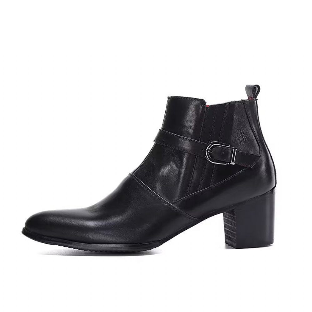 Bottes Pour Hommes Bottines Power Cuir Chic - Noir