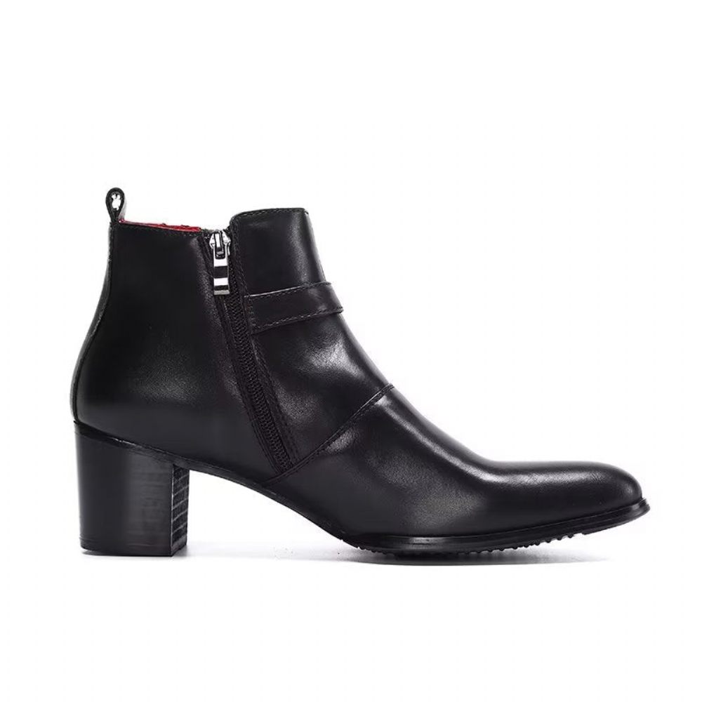 Bottes Pour Hommes Bottines Power Cuir Chic - Noir