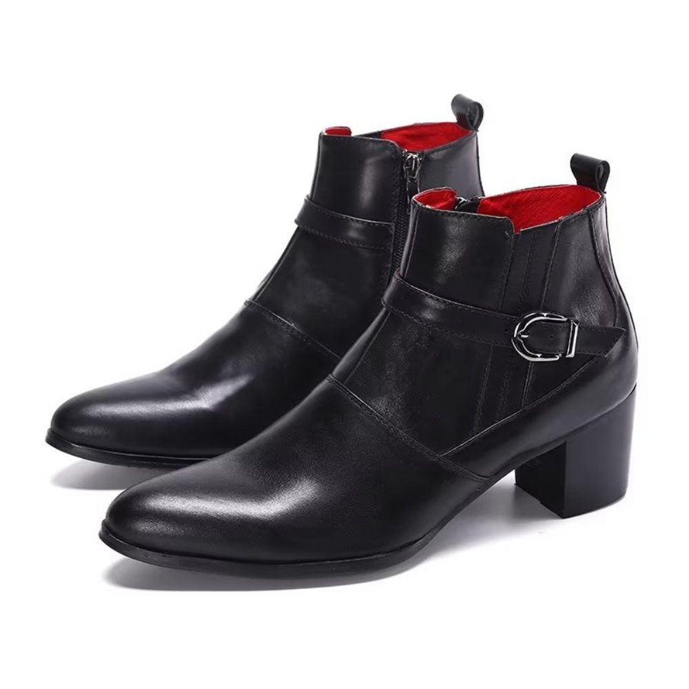 Bottes Pour Hommes Bottines Power Cuir Chic - Noir