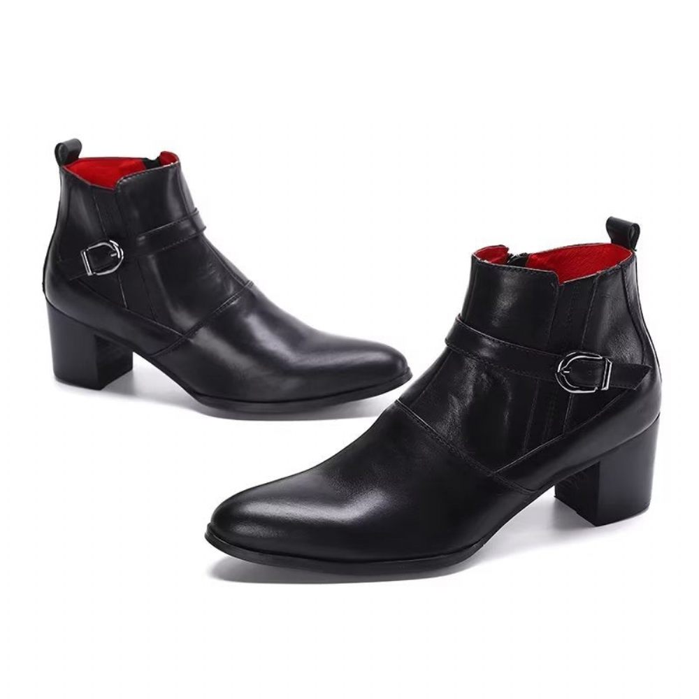 Bottes Pour Hommes Bottines Power Cuir Chic - Noir