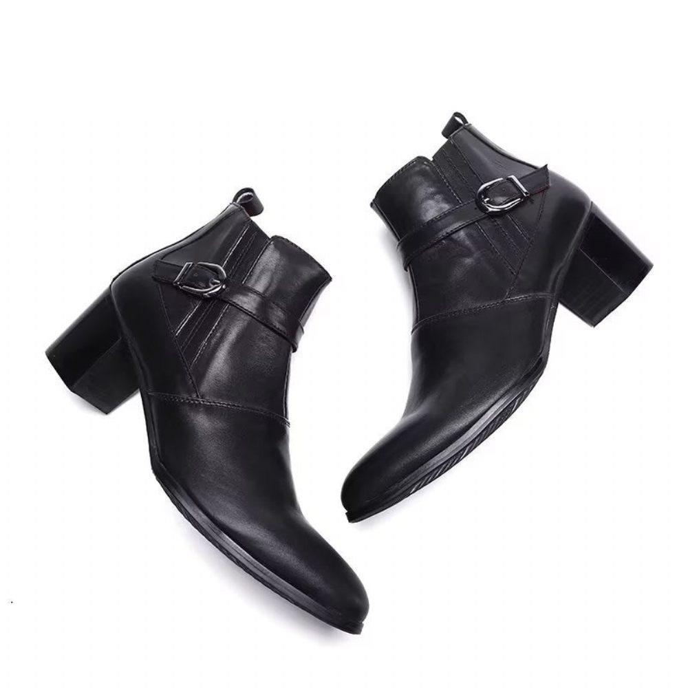 Bottes Pour Hommes Bottines Power Cuir Chic - Noir