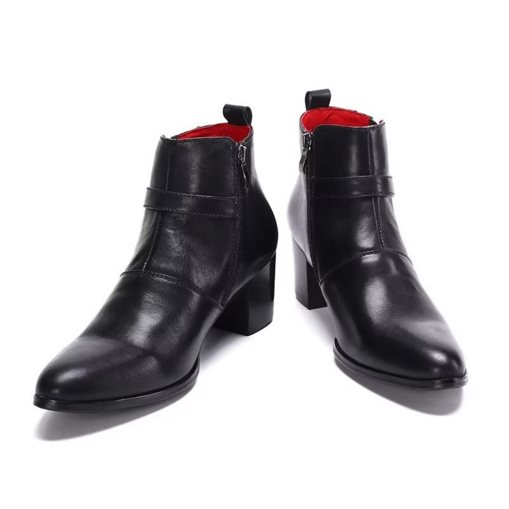 Bottes Pour Hommes Bottines Power Cuir Chic - Noir