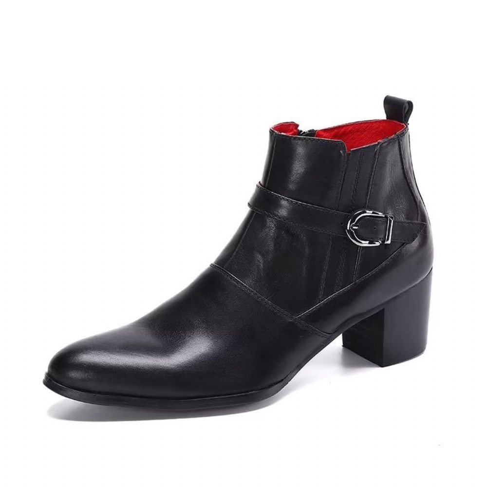 Bottes Pour Hommes Bottines Power Cuir Chic - Noir