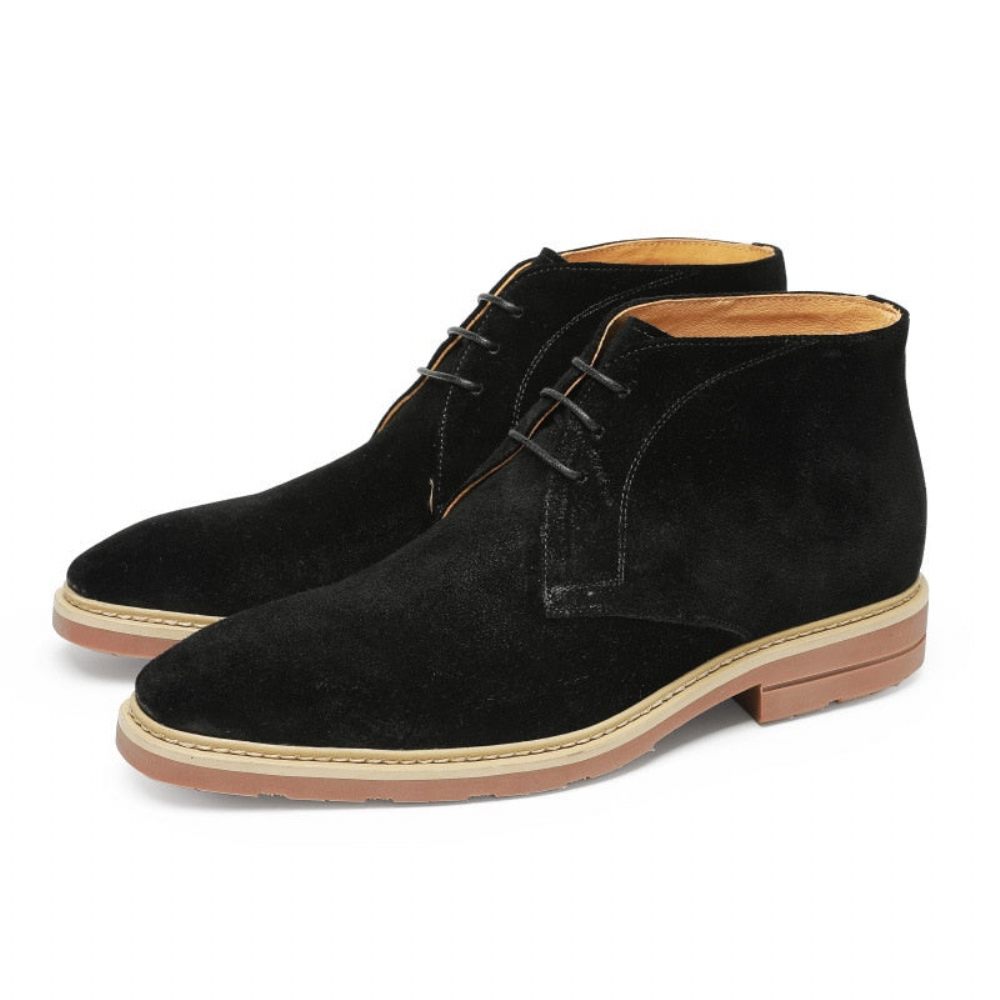 Bottes Pour Hommes Bottines Richelieu À Lacets Créateur Exotique - Noir