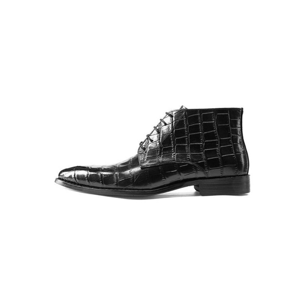 Bottes Pour Hommes Bottines Richelieu À Lacets Cuir - Noir