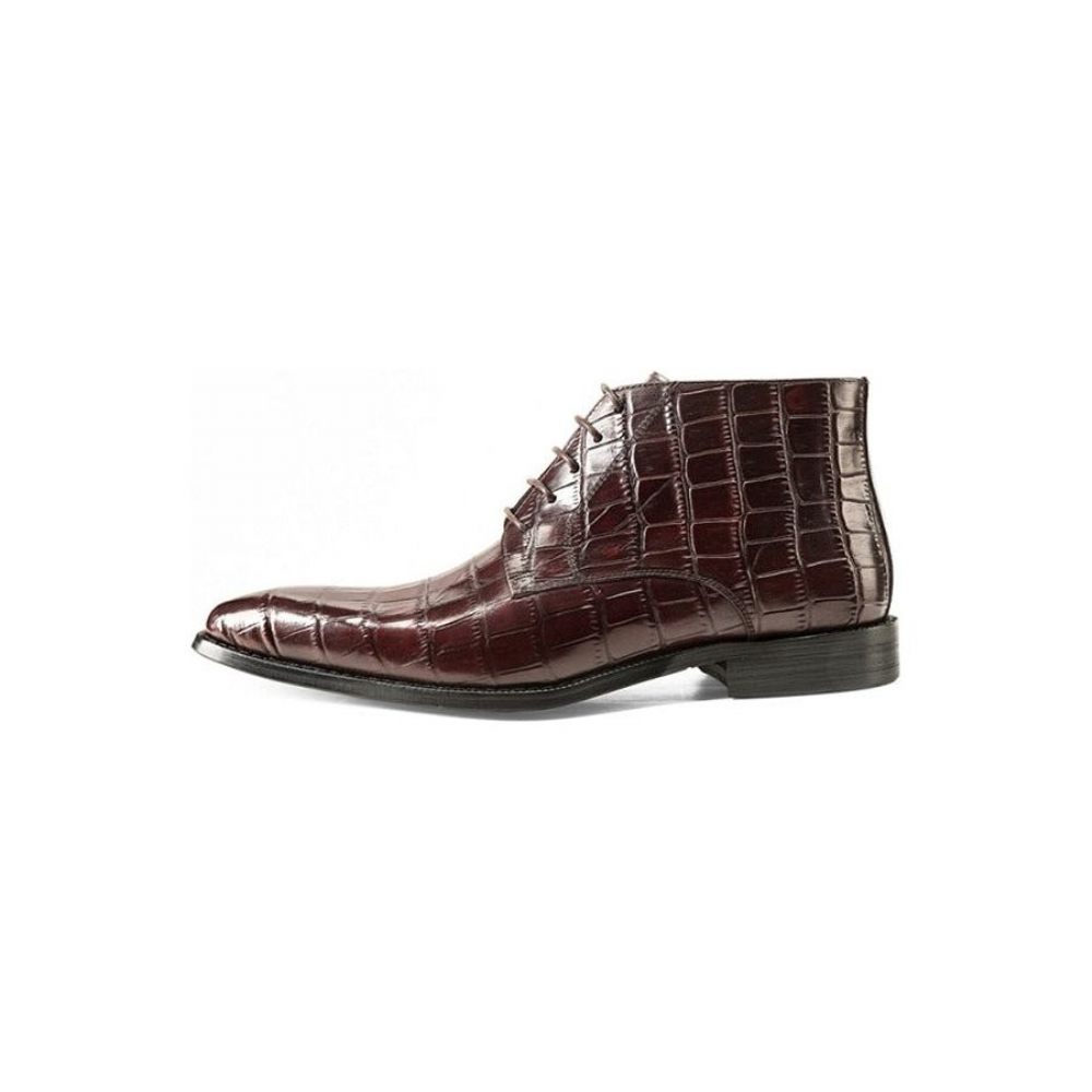 Bottes Pour Hommes Bottines Richelieu À Lacets Cuir - Rouge