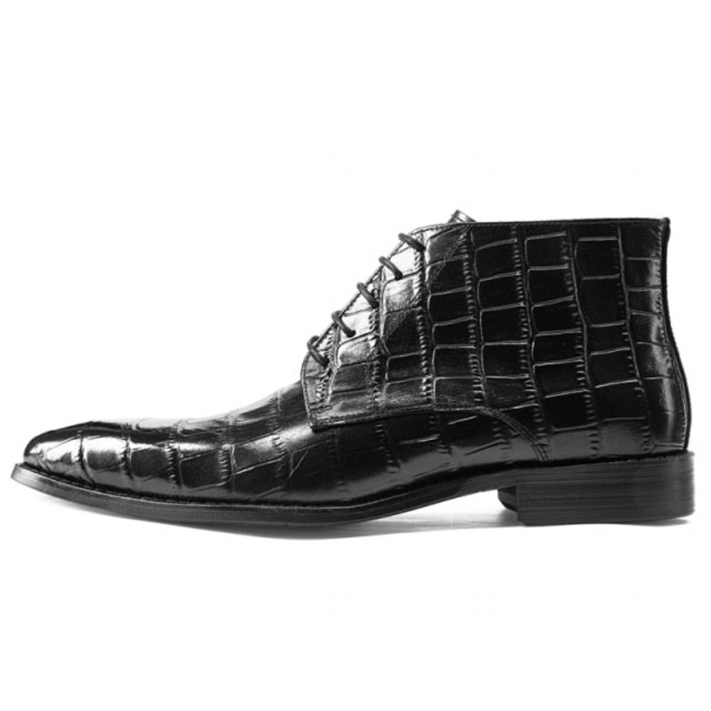 Bottes Pour Hommes Bottines Richelieu À Lacets Cuir - Noir