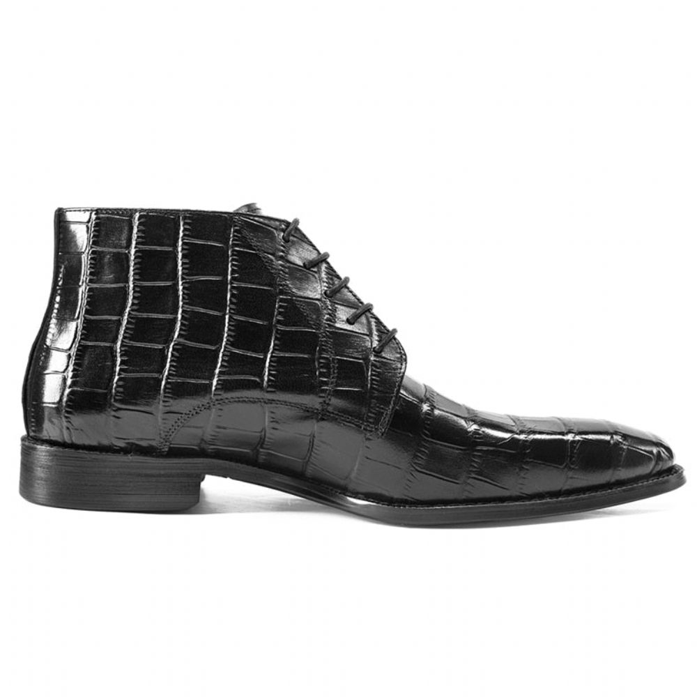 Bottes Pour Hommes Bottines Richelieu À Lacets Cuir - Noir