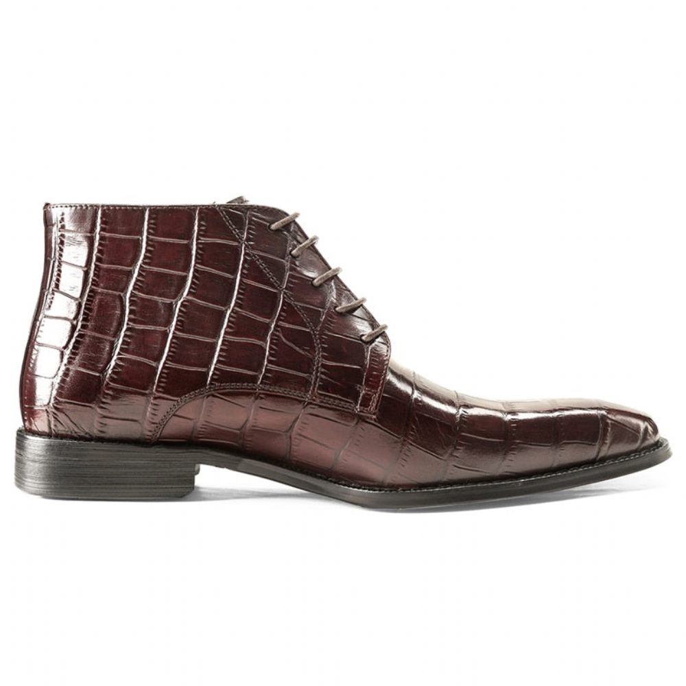 Bottes Pour Hommes Bottines Richelieu À Lacets Cuir - Rouge